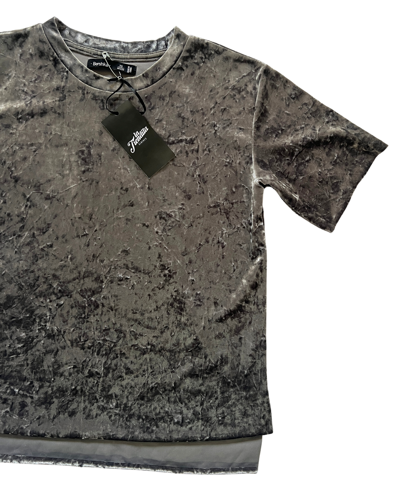 CAMISETA CHIFON BERSHKA GRIS